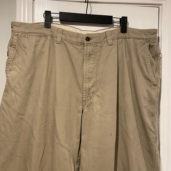 L.L. Bean Mens Size 32X30 Cotton Khaki Flannel Lined Chino Pants Zip Pocket - Picture 3 of 14